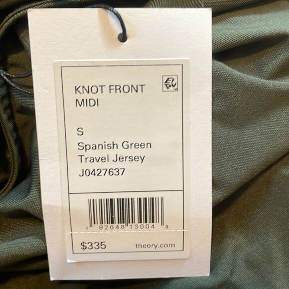 Theory Knot Front Midi Dress Spanish Green S - Picture 6 of 8